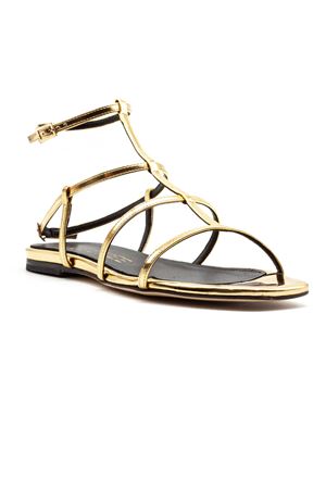 Gold metallic leather flat sandals JULIE DEE | ME600ORO